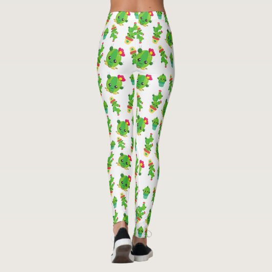 Cute Cactus, Green Cactus, Cactus Pattern Leggings (Achterkant)