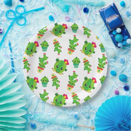 Cute Cactus, Green Cactus, Cactus Pattern Papieren Bordje (Feest)