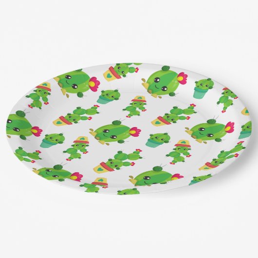 Cute Cactus, Green Cactus, Cactus Pattern Papieren Bordje (Gekanteld)