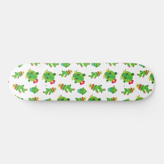 Cute Cactus, Green Cactus, Cactus Pattern Skateboard (Horizontaal)