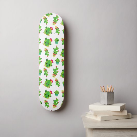 Cute Cactus, Green Cactus, Cactus Pattern Skateboard (Muurkunst)