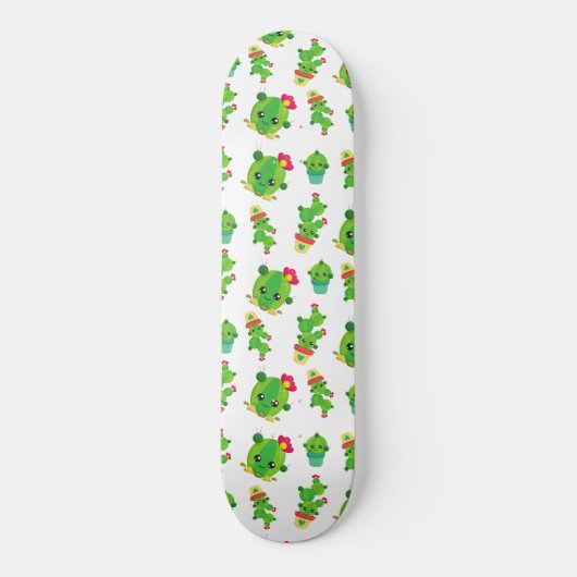 Cute Cactus, Green Cactus, Cactus Pattern Skateboard (Voorkant)