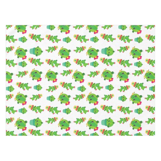 Cute Cactus, Green Cactus, Cactus Pattern Tafelkleed (Voorkant (Horizontaal))