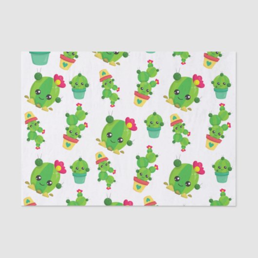 Cute Cactus, Green Cactus, Cactus Pattern Tissuepapier (Voorkant)