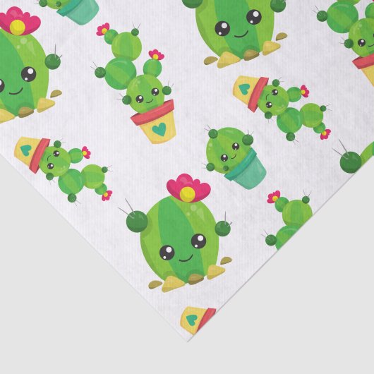 Cute Cactus, Green Cactus, Cactus Pattern Tissuepapier (Detail)