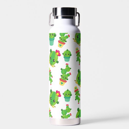 Cute Cactus, Green Cactus, Cactus Pattern Waterfles (Voorkant)