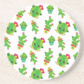 Cute Cactus, Green Cactus, Cactus Pattern Zandsteen Onderzetter (Voorkant)
