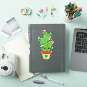 Cute Cactus, Green Cactus, Kawaii Cactus, Flowers Sticker (iPad Cover)