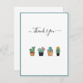Cute Cactus Greenery Flower Bedankkaart (Voorkant / Achterkant)
