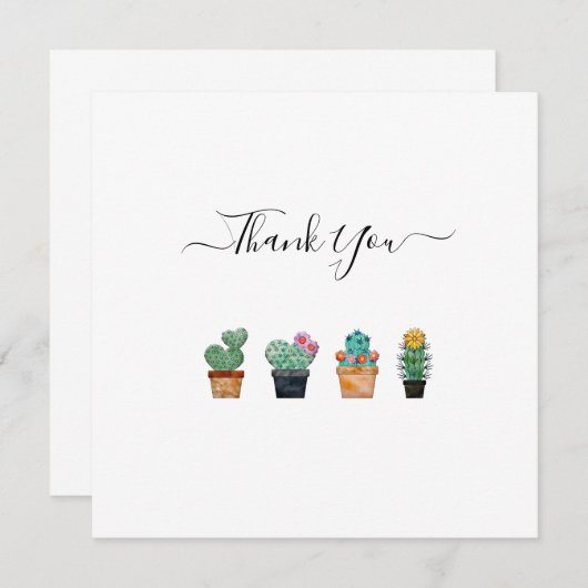 Cute Cactus Greenery Flower Bedankkaart (Voorkant / Achterkant)