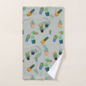 Cute Cactus Greenery Flower Pattern Bad Handdoek (Handdoek)