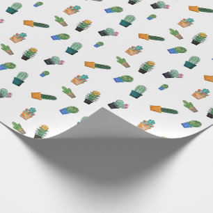 Cute Cactus Greenery Flower Pattern Cadeaupapier