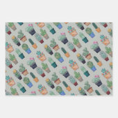 Cute Cactus Greenery Flower Pattern Inpakpapier Vel (Voorkant 3)