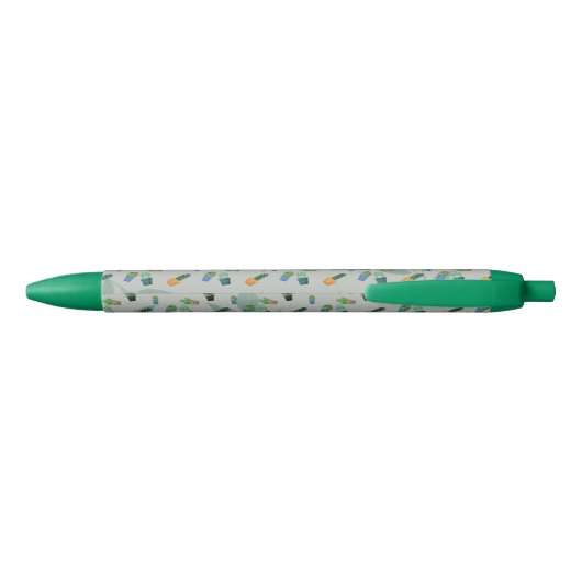 Cute Cactus Greenery Flower Personalized Print Blauwe Inkt Pen (Achterkant)
