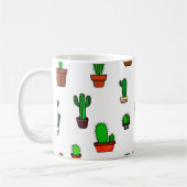 Cute Cactus illustrations Pattern White Koffiemok (Links)