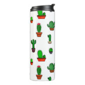 Cute Cactus illustrations Pattern White Thermosbeker (Gedraaid links)