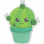 Cute Cactus, Kawaii Cactus, Green Cactus, Pot Sticker (Voorkant)