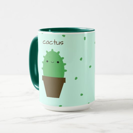 Cute Cactus kawaii plant mok (Voorkant links)