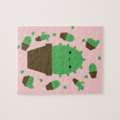 Cute cactus kawaii plant roze puzzel (Horizontaal)