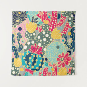 Cute cactus. Kleurig naadloos patroon.  Wandkleed