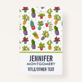 Cute Cactus Natuur Succulents Pattern Badge (Achterkant)