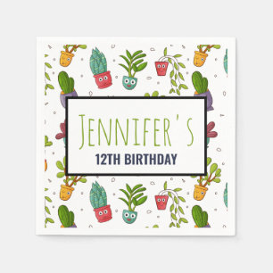 Cute Cactus Natuur Succulents Pattern Birthday Servet
