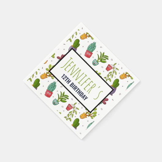 Cute Cactus Natuur Succulents Pattern Birthday Servet (Hoek)