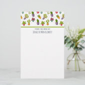 Cute Cactus Natuur Succulents Pattern Briefpapier (Staand voorkant)
