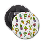 Cute Cactus Natuur Succulents Pattern Button Flesopener (Voorkant)