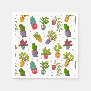Cute Cactus Natuur Succulents Pattern Fun Servet