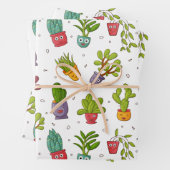 Cute Cactus Natuur Succulents Pattern Inpakpapier Vel (In situ)