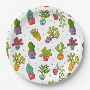 Cute Cactus Natuur Succulents Pattern Papieren Bordje