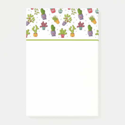 Cute Cactus Natuur Succulents Pattern Post-it® Notes (Voorkant)