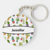 Cute Cactus Natuur Succulents Pattern Sleutelhanger (Achterkant)