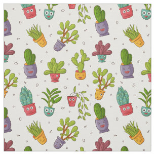 Cute Cactus Natuur Succulents Pattern Stof