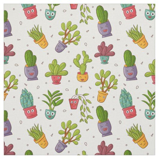 Cute Cactus Natuur Succulents Pattern Stof (Swatch)