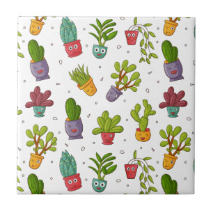 Cute Cactus Natuur Succulents Pattern Tegeltje
