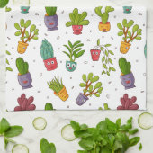 Cute Cactus Natuur Succulents Pattern Theedoek (Gevouwen)