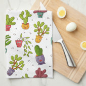 Cute Cactus Natuur Succulents Pattern Theedoek (Quarter Fold)