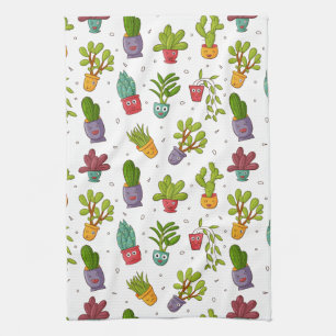 Cute Cactus Natuur Succulents Pattern Theedoek