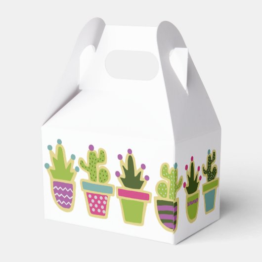 Cute cactus-ontwerp met aangepaste achtergrondkleu bedankdoosjes (Achterkant)