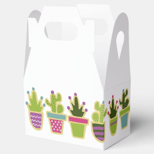 Cute cactus-ontwerp met aangepaste achtergrondkleu bedankdoosjes (Geopend)