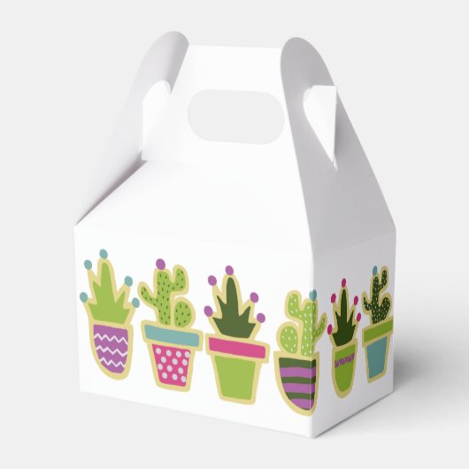 Cute cactus-ontwerp met aangepaste achtergrondkleu bedankdoosjes (Voorkant Zijde)