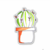Cute cactus original art illustratie sticker (Voorkant)