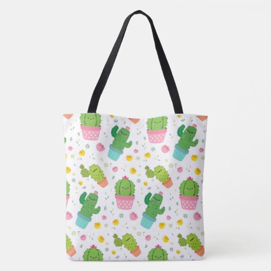 Cute Cactus Pattern Draagtas (Achterkant)