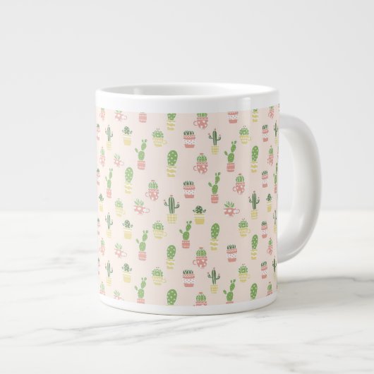 Cute Cactus Pattern Extra Grote Beker (Voorkant rechts)
