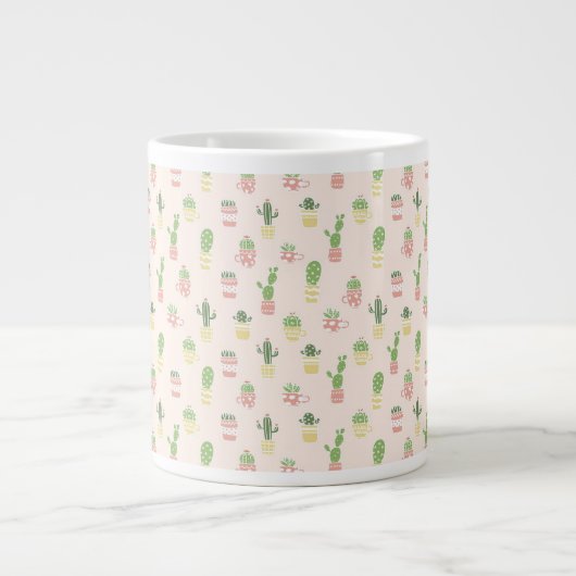Cute Cactus Pattern Extra Grote Beker (Voorkant)