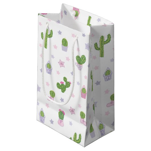 Cute Cactus Pattern Klein Cadeauzakje (Voorkant Gekanteld)