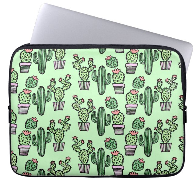 Cute Cactus Pattern-laptophoes Laptop Sleeve (Voorkant)