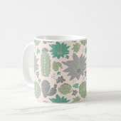 Cute Cactus Peach Gray Succulents and Name Koffiemok (Voorkant links)